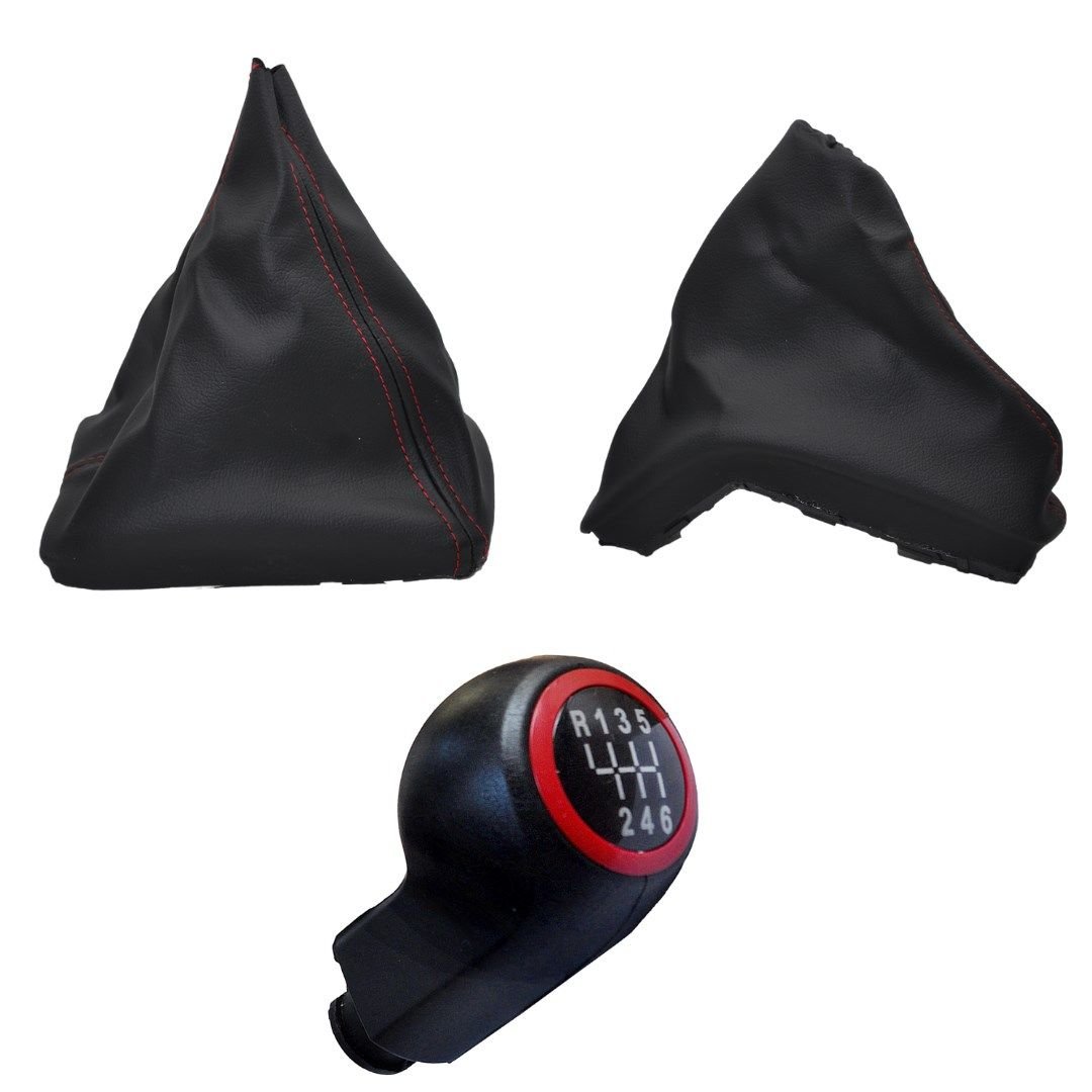 Handbrake-Gear Gaiter and Shift Knob (6)-RED for Opel Astra H