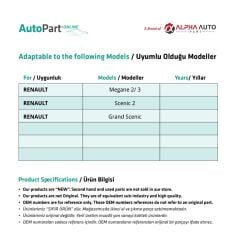 Megane 2 Megane 3 Scenic 2 için Sunroof Bademi Tıkırtı Giderme - BORA