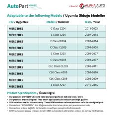 Mercedes için Motor, Kaput Keçe Klipsi