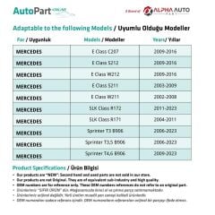 Mercedes için Motor, Kaput Keçe Klipsi