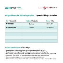 Mercedes Sprinter,Crafter için Sol Cam Tamir Seti