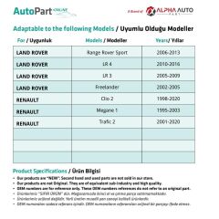 Land Rover Range Rover, Freelander, LR4, LR3 için Döşeme Klipsi- 10'lu