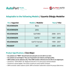Volkswagen Golf 4,Jetta,Bora,Peugeot607 için Ön Cam Kriko Klipsi  Sol
