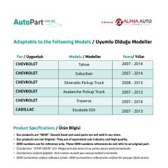 GMC Yukon,Yukon XL için Yan Ayna Dişlisi