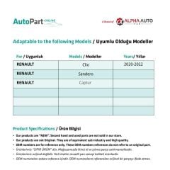 Renault Clio 5, Sandero, Captur için Cam Düğme Kapağı-Krom