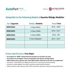 Mercedes A Class W177, C Class W205 için Sunroof Tamir Plastiği