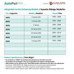 BMW 5 Serisi E39,7 Serisi E38 için Sunroof Tamir Takımı-15 Parça