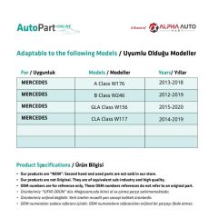 Mercedes GLA Class W156, CLA Class W117 için Sunroof Açma Düğmesi - Siyah