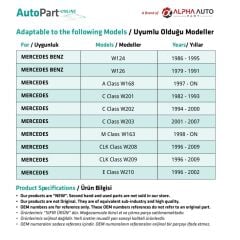 Mercedes CLK Class W208,W209 için Kapı Kilit Klavuz Burcu 4'lü