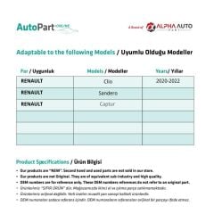 Renault Clio 5, Sandero, Captur için Cam Düğme Kapağı-Krom-4 Adet