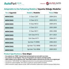 Mercedes için Motor, Kaput Keçe Klipsi- 10'lu
