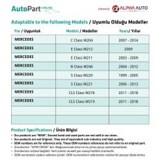 Mercedes E Class W212,W211 için Havalandırma Hortum Ucu