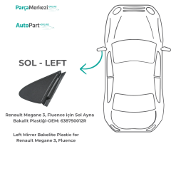 Renault Megane 3, Fluence için Sol Ayna Bakalit Plastiği