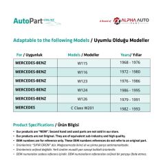 Bras de réglage du miroir pour Mercedes Benz W115, W116