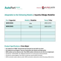 Mercedes Vito W639 için Orta Yan Sürgülü Kapı Tamir Seti - Sağ - Sol