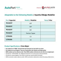 Citroen C3, C4 için Vites Topuzu- 5 Vites-Mat Krom