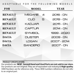 Renault Megane4,Clio5, Dacia Duster için Anahtar Buton Lastiği