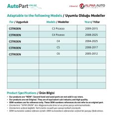Peugeot, Citroen için Davlumbaz Klipsi- 10 Adet