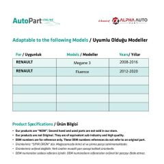 Renault Megane 3, Fluence için Sağ-Sol Ayna Bakalit Plastiği