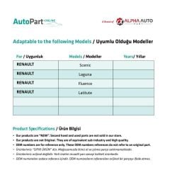 Renault Scenic, Laguna, Fluence, Latitute için Cam Açma Düğme Kapağı-Geniş Ayaklı-2 Adet