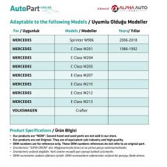 Mercedes E Class W207, W210, W212, W213 için Debriyaj Pedal Lastiği-2 Adet