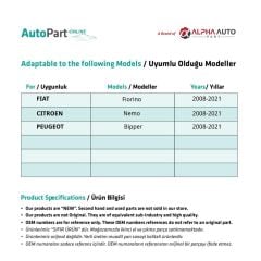 Right Window Repair Set for Fiat Fiorino,Citroen Nemo,Peugeot Bipper