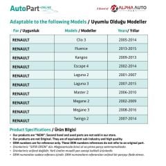 Renault Megane 2, 3, Twingo 2, Vel Satis için Plaka Lambası-2 Adet