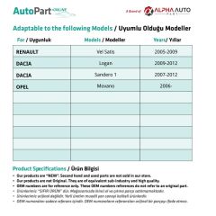 Renault Clio 3, Fluence, Kangoo, Espace 4 için Plaka Lambası-2 Adet
