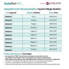 Renault Clio 3, Fluence, Kangoo, Espace 4 için Plaka Lambası-2 Adet