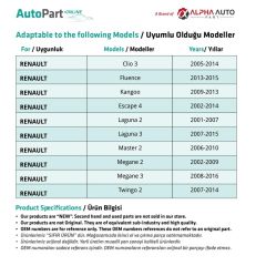 Dacia Logan, Sandero 1, Opel Movano için Plaka Lambası-2 Adet