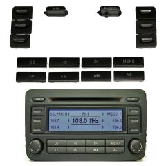 Radio CD 16 Pieces Key Button Cover Repair Kit for Volkswagen RC