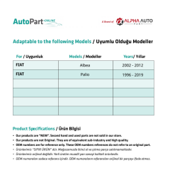 Front Right Door Inside Opening Wire for Fiat Albea Palio