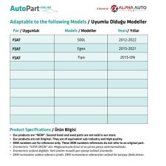 Fiat 500L, Egea, Tipo için Kaput Tel Tutucu Klipsi