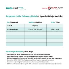 Volkswagen Passat E.M, Skoda SüperB için Kapı İçten Açma Teli-Ön/Arka