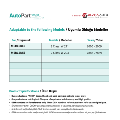 Sunroof Sunshade Curtain Leg for Mercedes E Class W211-Rear Left