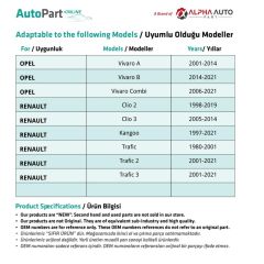 Opel ve Renault için Döşeme Klipsi- 10'lu