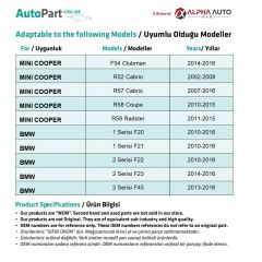 Opel, BMW, Mini Cooper için Panjur Klipsi