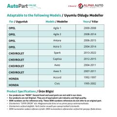 Opel, Chevrolet, Honda için Tampon ve Davlumbaz Klipsi