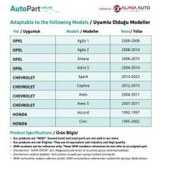 Opel, Chevrolet, Honda için Tampon ve Davlumbaz Klipsi- 10 Adet