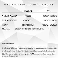 VW Polo, Caddy, Seat Cordoba, Skoda için Arka Silecek Kapağı