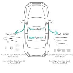 Renault Clio 3 için Ön Kapı Cam Tamir Takımı-Sağ-Sol-SET