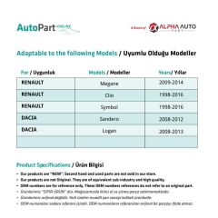 Renault Megane, Clio, Symbol için Kaput Takozu