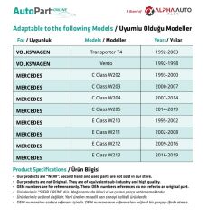 Seat, Skoda, Volkswagen için Davlumbaz Klipsi- 10 Adet