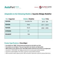 Interior Opening Handle Right and Left Set for Toyota Corolla, Yaris, Auris - Chrome