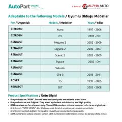 Renault Megane 2,Laguna 2,Scenic 2 için Arka Cam Kriko Makarası-Sağ-Sol-SET