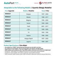 Renault için Yan Sinyal Lambası - Contalı- Beyaz