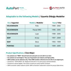 Volkswagen, Audi, Seat İçin Ön Kapı Cam Kriko Klipsi- Sağ-Sol-SET