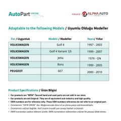 Volkswagen Golf 4, Bora, Peugeot 607 için Ön Cam Kriko Klipsi- Sağ-Sol-SET