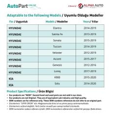 Hyundai, Kia için Davlumbaz Klipsi- 100'lü