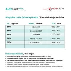 BMW 5 Serisi E39,E60,E61 için Sunroof Fitili